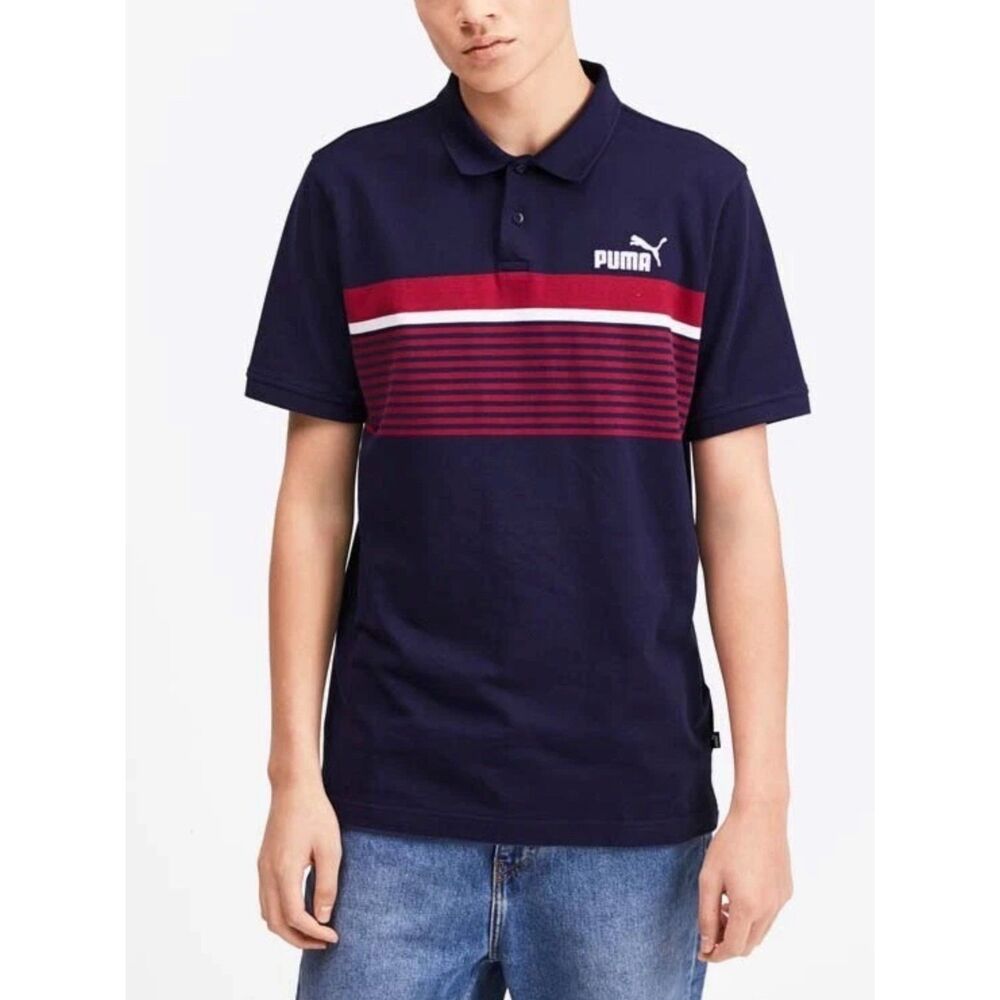Puma polo mens in blue red and white